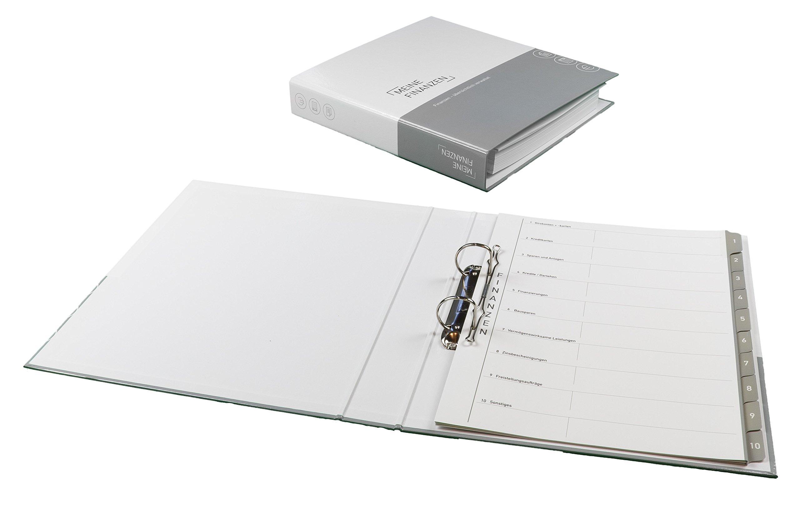 PLASTOREG Smidt GmbH 7er-Pack Themenringbücher mit Register für Versicherungen/Steuern/Vorsorge/Finanzen/Dokumente/Betriebskosten/Gesundheit, Optimale Struktur für die Ablage der wichtigsten Dokumente