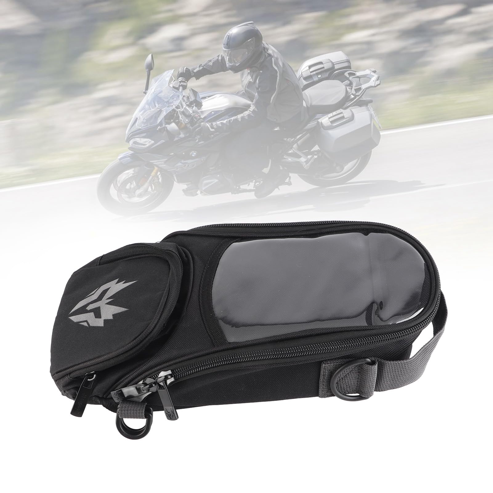 Wasserdichter Motorrad-Tankrucksack, 4,5 L Kraftstoffbeutel mit Handytasche, Magnetische Befestigung (Grau)