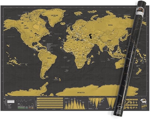 Large World Scratch Map  Personalized World Travel Map  Deluxe XL Scratch Off Map  Fun & Colourful Scratch Poster  Great for Classrooms & Travelers, LUKSDXL