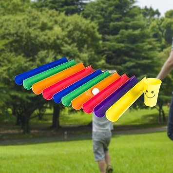 10-Piece Gutter Group Game Ball Game And Concentration Game A Team Competition for Outdoors for Company Parties And Family, 10 Half Pipes