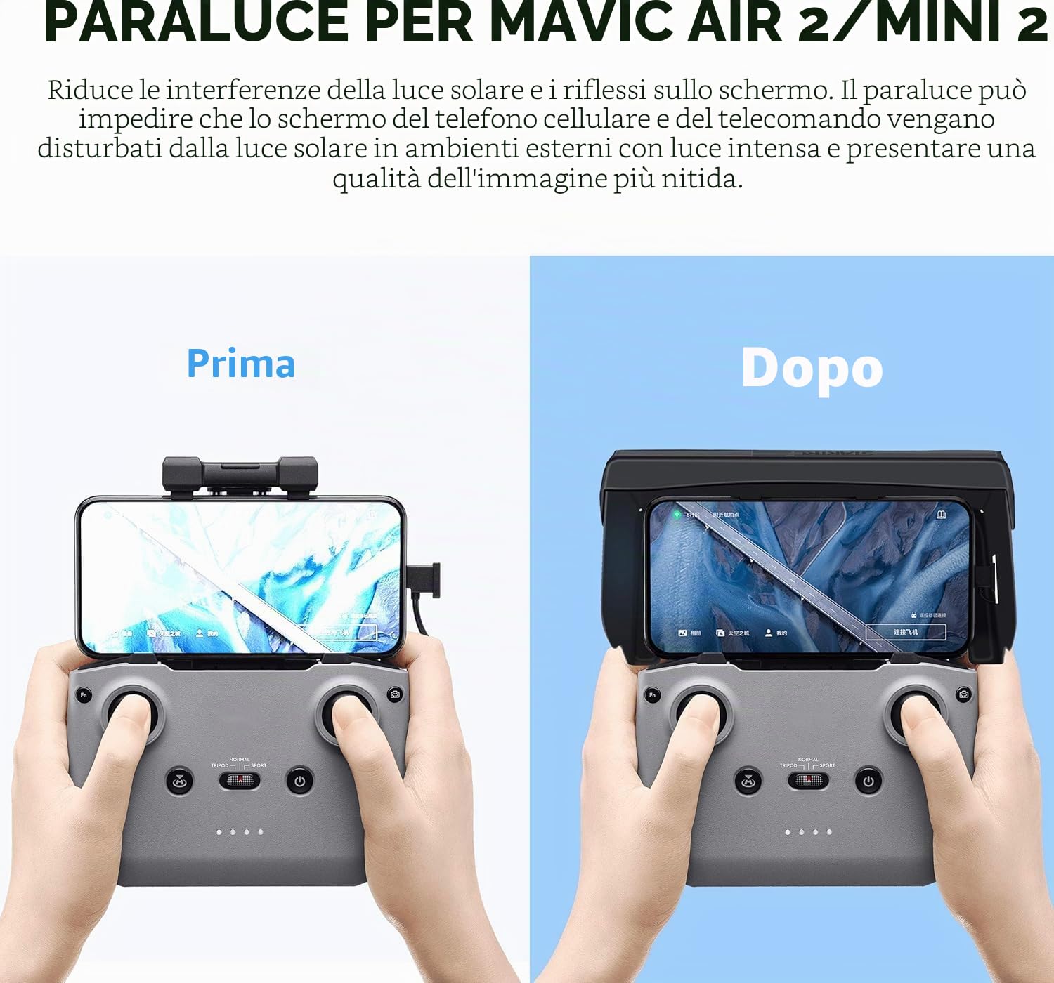 STARTRC Neo 2 RC-N3 RC-N Parasole con cappuccio parasole per DJI Neo 2/ Mini 4K /Mini 2 SE/Mavic 3 Classic Accessori per controller per schermo smartphone da 4,4-7,1 pollici