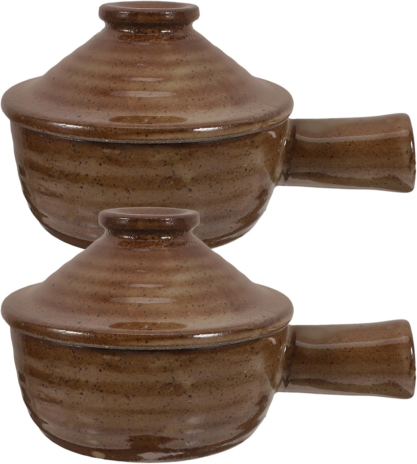 PRETYZOOM 2pcs Pottery Terracotta: Ceramic Casserole Clay Pot - Earthen Cookware With Lid - Stew Soup Cooking Pot - Kitchen Stockpot Earthenware For Kitchen