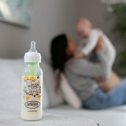 Miniatura 19 de Dr. Brown's Natural Flow Anti-Colic Options+ Narrow Baby Bottle, Goat and Squirrel, 8 oz/250 mL, with Level 1 Slow Flow Nipple, BPA Free, 0m+, 2-Pack