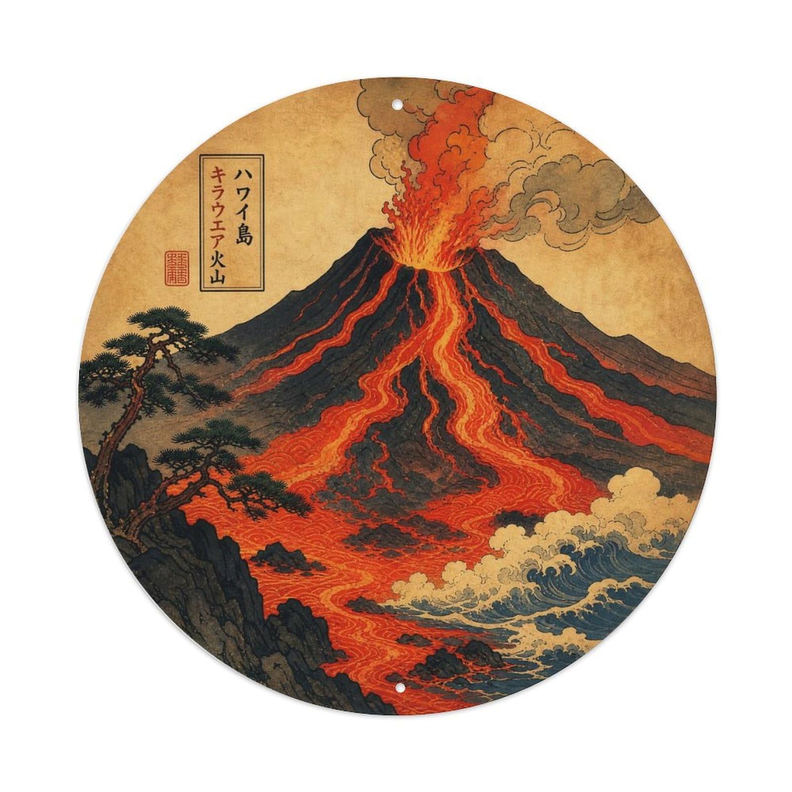 Kilauea Volcano Lava Flow Hawaii Island Nature Metal Tin Sign