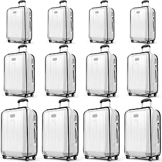 12 Pcs Clear Luggage Cover Protector PVC Suitcase Cover Waterproof Dustproof Transparent Luggage Protector for Travel Wheeled Suitcase, Black Border (20 Inch, 24 Inch, 28 Inch)
