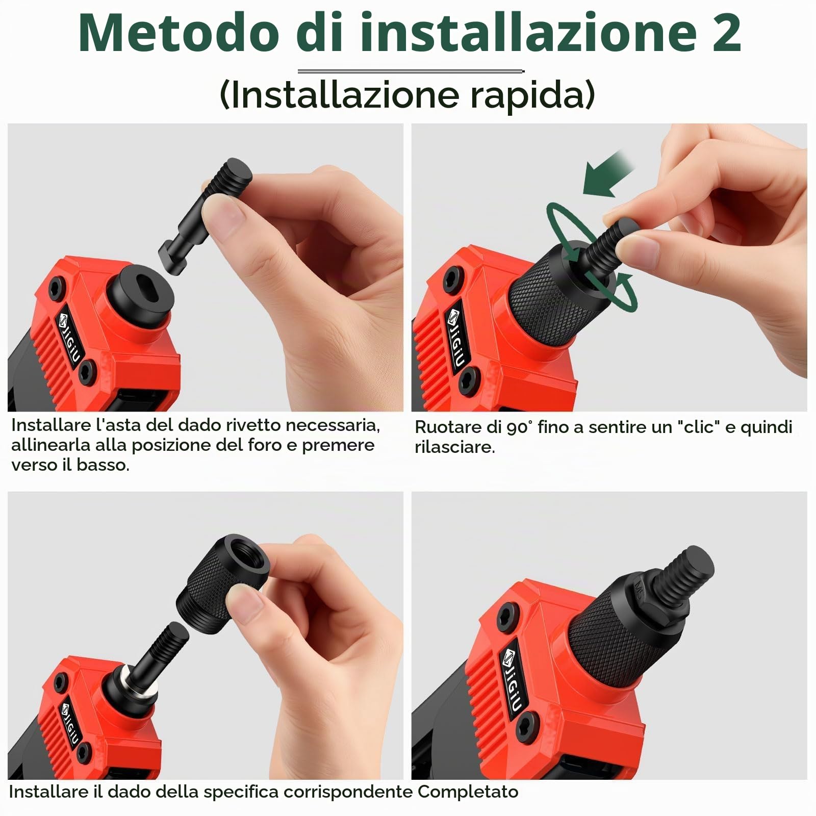 JiGiU Chiave per Inserti Filettati, 13 Pollici, Rossa, Kit 110 Pezzi Design Rivoluzionario a Inserimento Rapido - 7 Mandrini (M3-M12) e Valigetta Portatile - Perfetta per Fai-da-Te