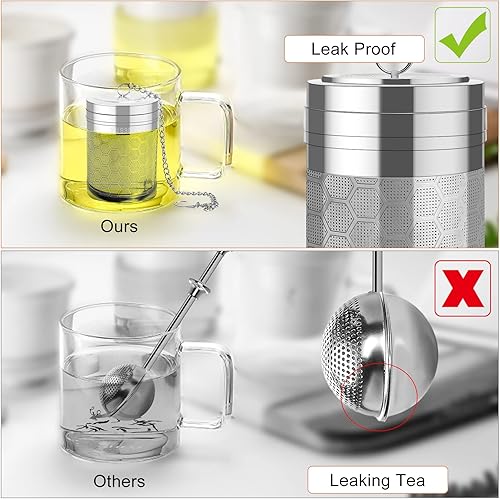 Miniatura 5 de Numola Infusores de té grandes para té suelto, colador de té grande de malla extra fina para cocinar especias, té de acero inoxidable 304 con gancho