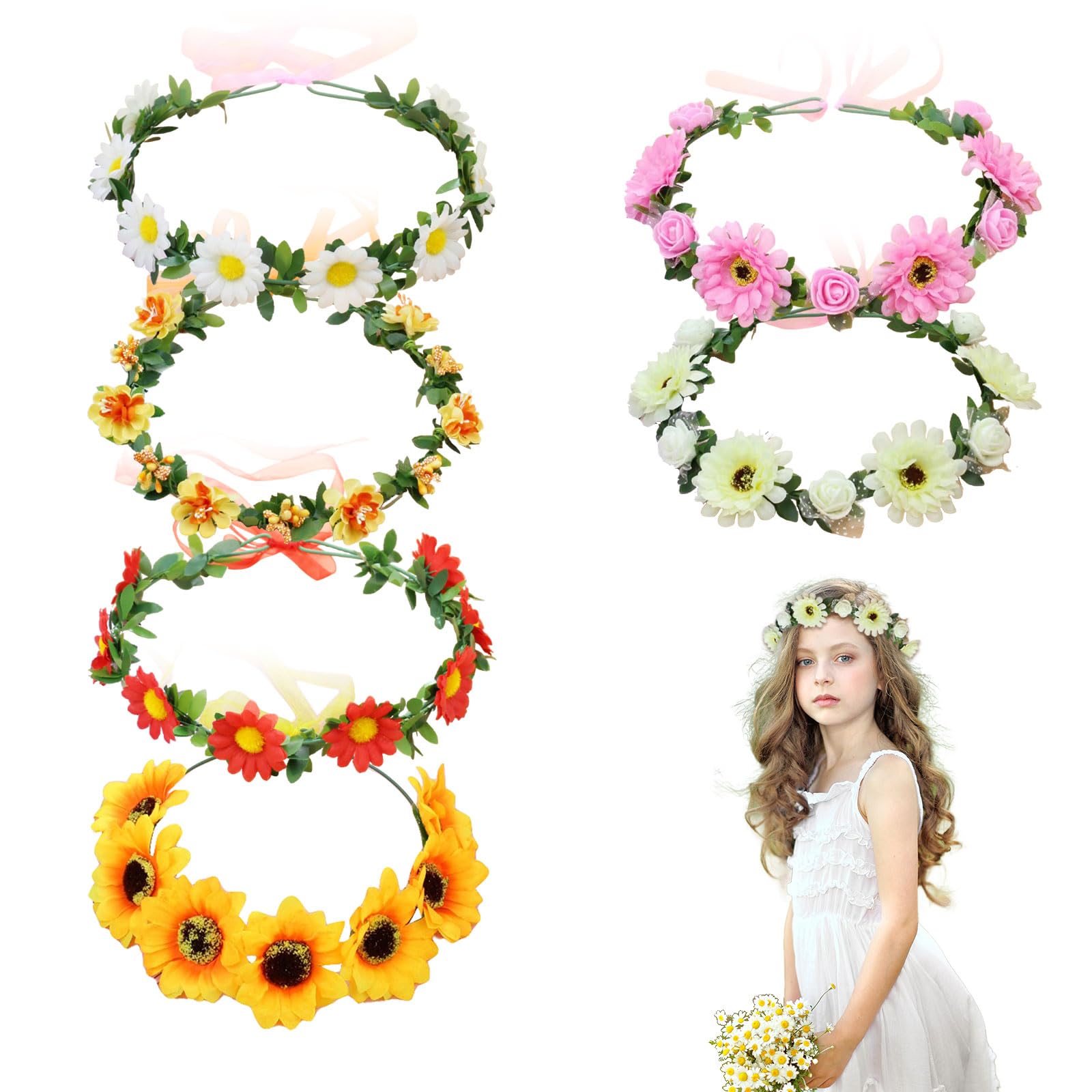 Coroncine Fiori Per Addio Nubilato - 20 Pezzi Con Fascia Sposa E Tiara (Colorate) - Foto 13