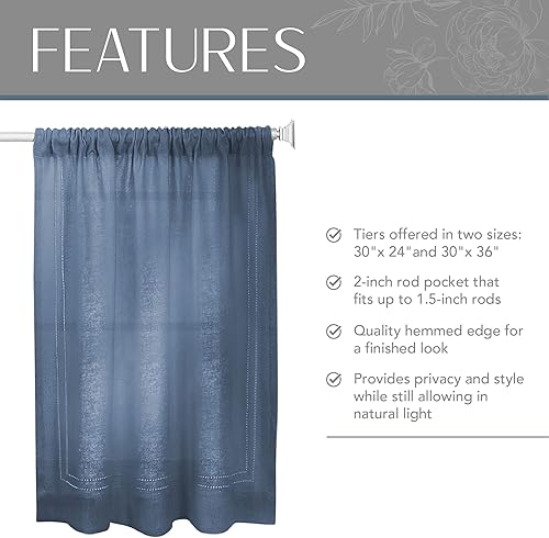 Miniatura 3 de Cortina de ventana con niveles, para cocinacafé con vainica sólida con varilla. Elrene Home Fashions 026865775327