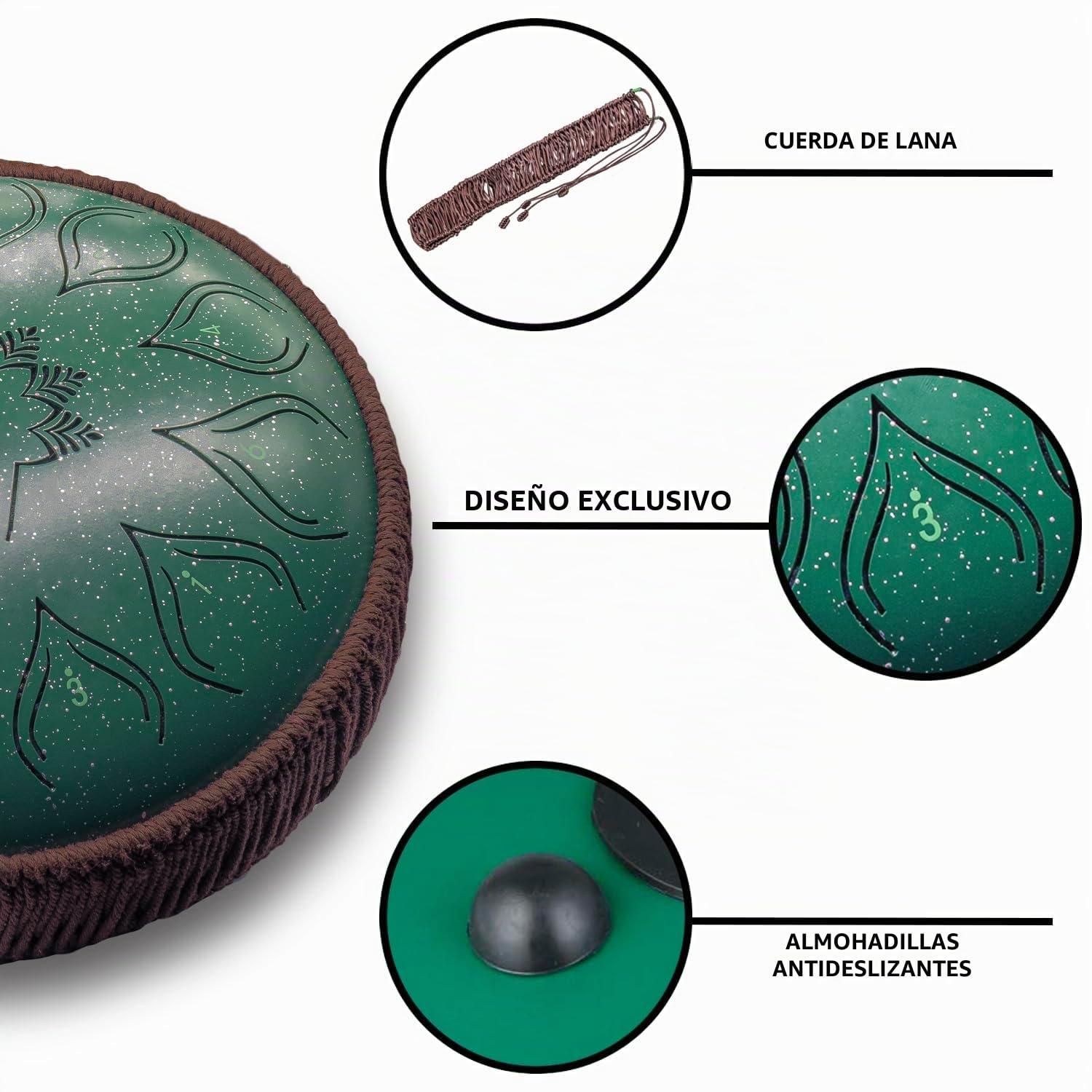 ORORA Handpan Steel Tongue Drum (12 pulgadas 13 notas) – Instrumento musical infantil y adulto – Tambor zen y meditación – Ebook de 20 partituras – Regalo original de relajación