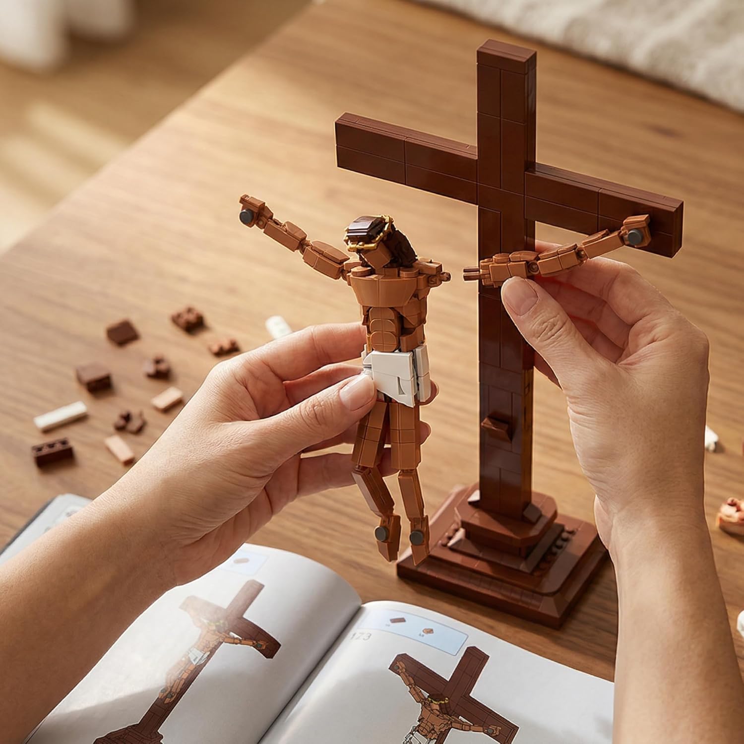 Jesus Cross Building Set, Inspired by Catholic Faith & Hail Mary Prayer, Mother’s Day Christian Gift for Mom, Easter Gift Idea, Confirmation Baptism Gift for Teens Boys Girls