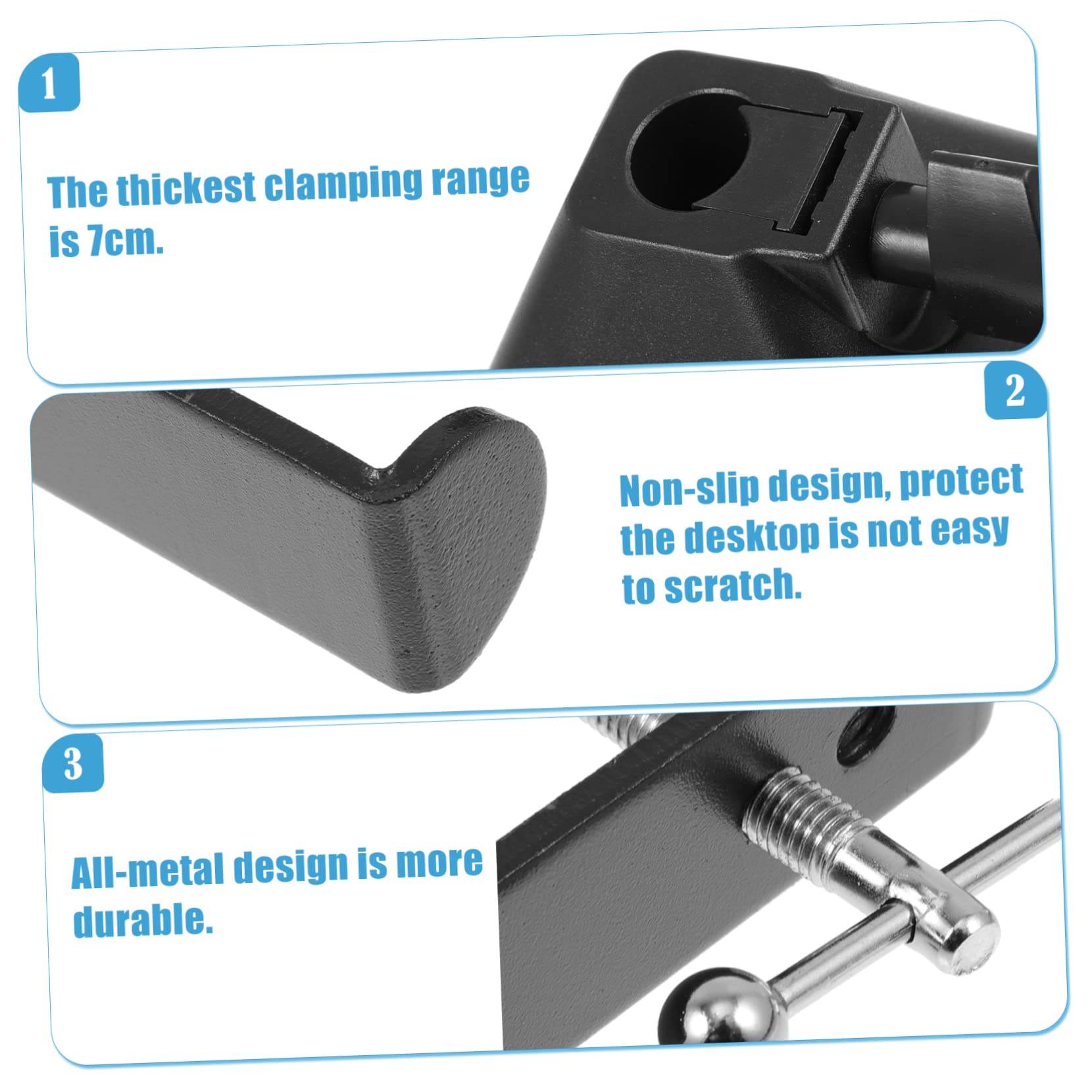 Holibanna 1Pc Durable Microphone Mount Clamp Holder Iron Stand with Protective Screw for Tables Studios and Stages Compatible with Microphone Arms and Clamps Black