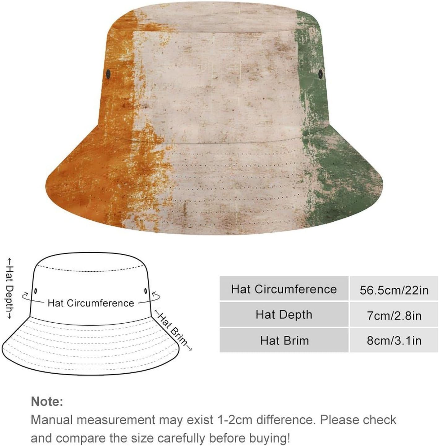 Vintage Ivory Coast Flag Bucket Hat Sun Hats for Men Women Beach Fishing Hat Summer Cap