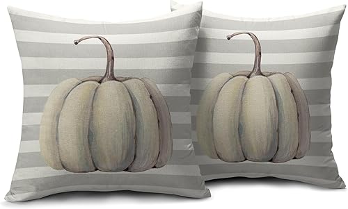 Miniatura 56 de Juego de 2 fundas de almohada de otoño de 18 x 18 pulgadas, diseño de calabaza, girasol, girasol, Acción de Gracias, decoración para exteriores