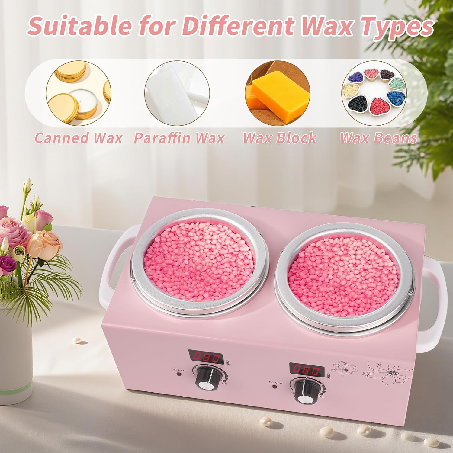 Double Wax Warmer Machine, Yofuly Professional Digital Waxing Kit for Women Hair Removal, Electric Hard Wax Pot Heater with Sticks and Collars for Home Spa Beauty Salon Esthetician Use - Image 4