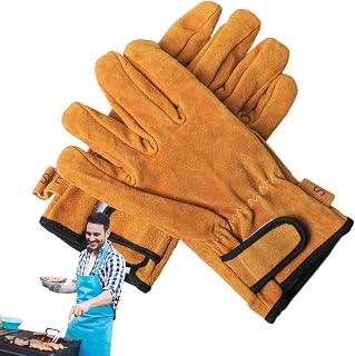 Fire Pit Gloves, Flame Resistant Gloves, Firewood Gloves Men, Heat Resistant Bbq Insulated Gloves for Men, Flame Retardant Insulation High, Temperature Resistant for Fire