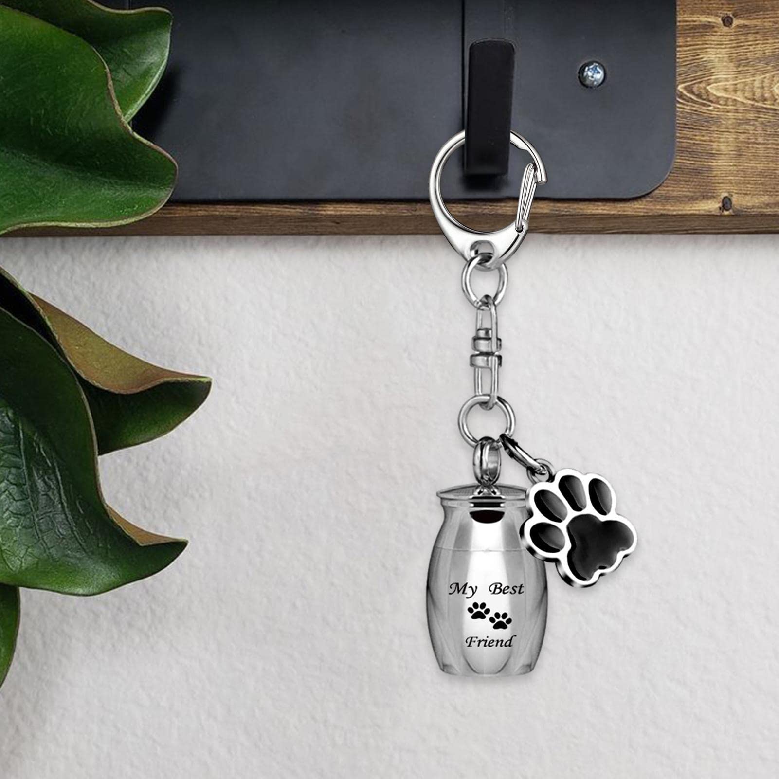 Portachiavi Urna Ceneri Animali Domestici - Acciaio Inox, Con Ciondolo Zampa, Commemorativo - Foto 5
