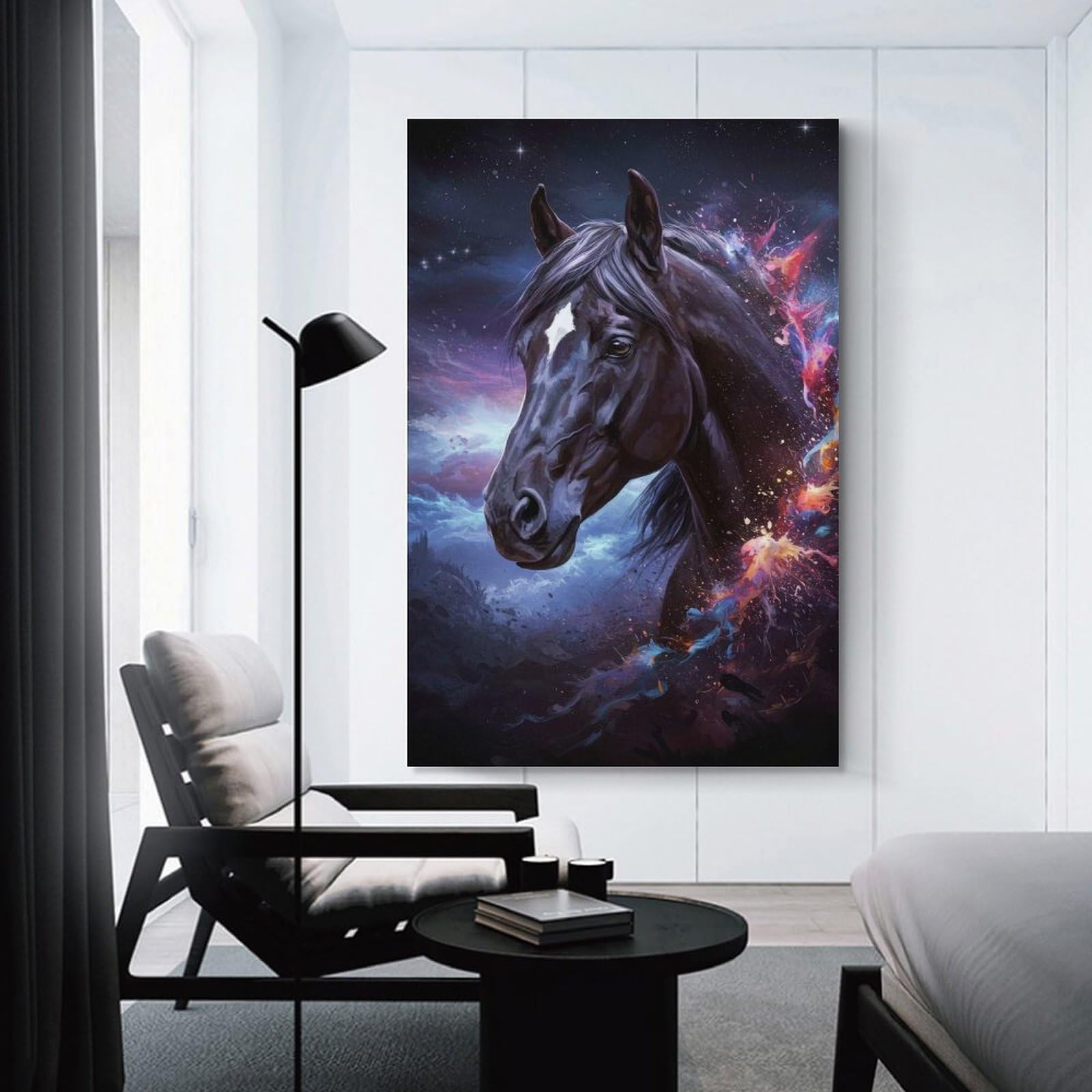 Junmoney Unframe-Style-24 Cosmic Horse Portrait Hanging Wall Art, 20X30inch(50X75cm), For Entrance Walls, Hall Decor Or Foyers, Wall Decor To Refresh Empty Corners