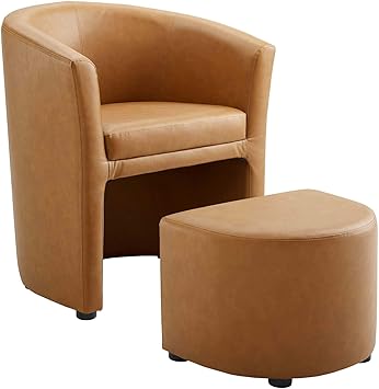 pix Faux Leather Armchair With Ottoman modway divulge faux leather armchair and ottoman set in tan