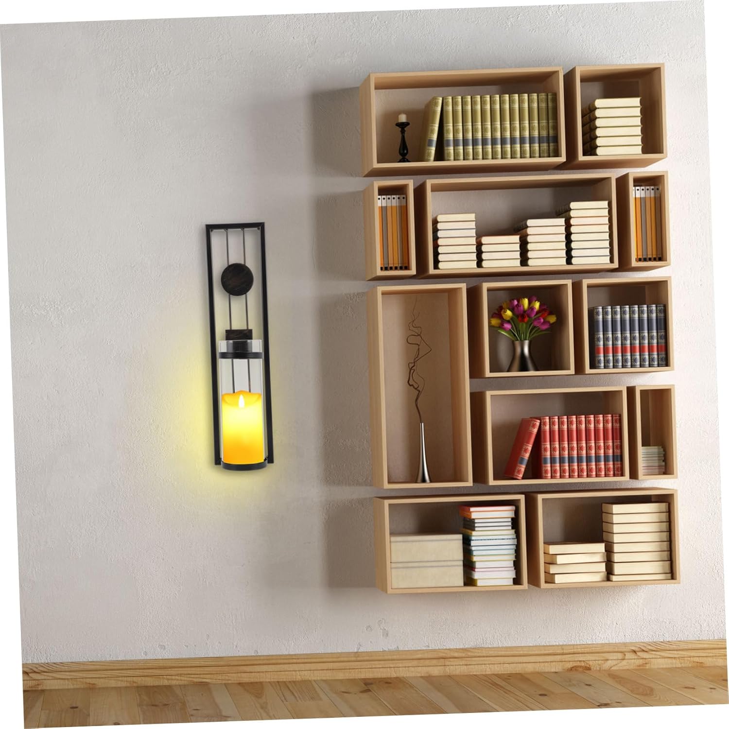 Cabilock 2pcs Wall Mounted Iron Candle Holder Decorative Candle Stand for Living Room Retro Home Decor Elegant Sconces to Enhance Atmosphere