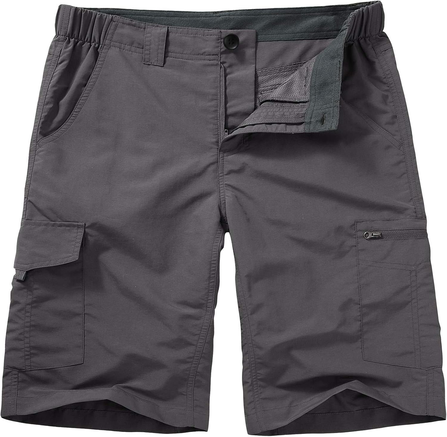 Jessie Kidden Men's Outdoor Casual Elastic Waist Lightweight Water Resistant Quick Dry Cargo Fishing Hiking Shorts : Sports & Outdoors