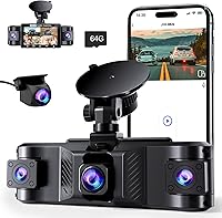 Tehclife 4-Channel 2.5K Dash Cam Front Rear Side, 170° Wide Angle, 5GHz WiFi App, Night Vision, Parking Mode, 64GB Card