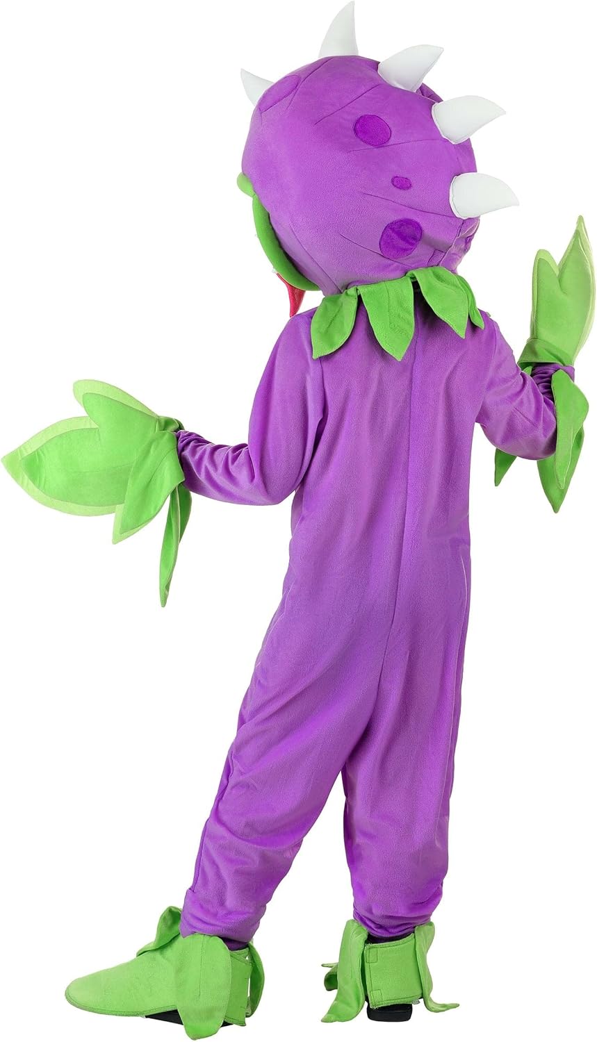 Plants Vs Zombies Chomper Costume For Toddlers | Polyester Velour Fabric Jumpsuit With Front Zipper And Mask