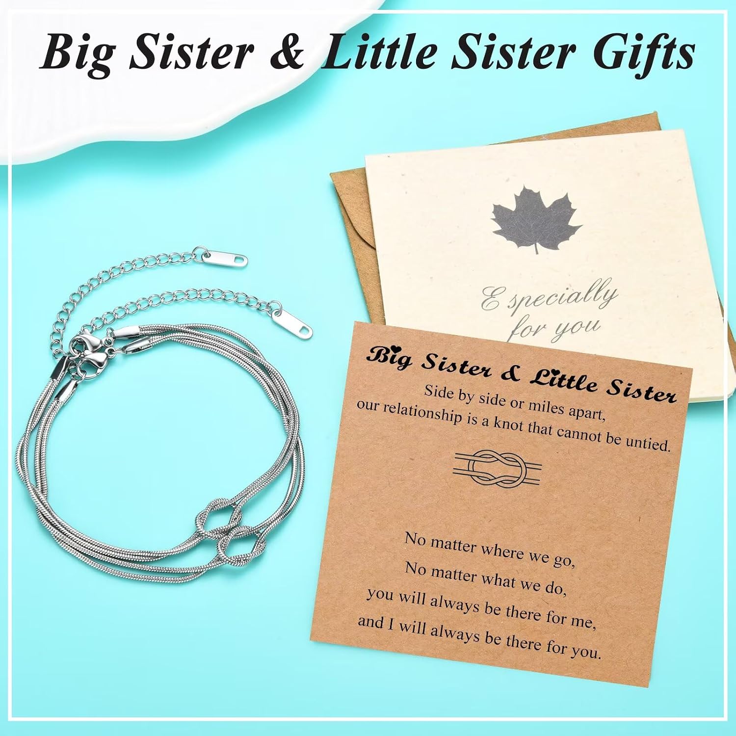 2Pcs Knot Bracelets for Girls Big and Little Sister, Best Friends Friendship Bracelets for Birthday Christmas