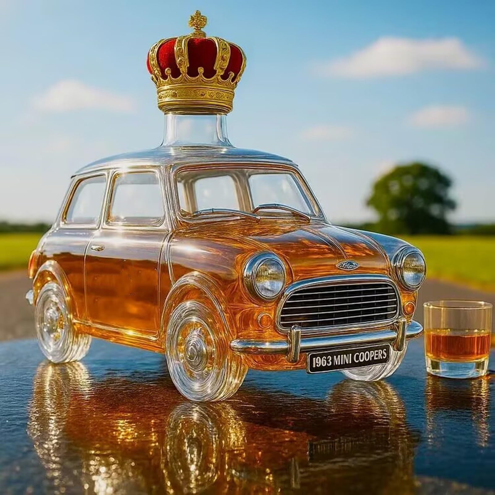 300ML Decantador Whisky - Arte Estatua, Decantador De Whisky De Cristal Creativo, Escultura 3D De Botella De Whisky Con Forma De Coche, Botellas De Vino Vacías Con Temática De Coche(E)