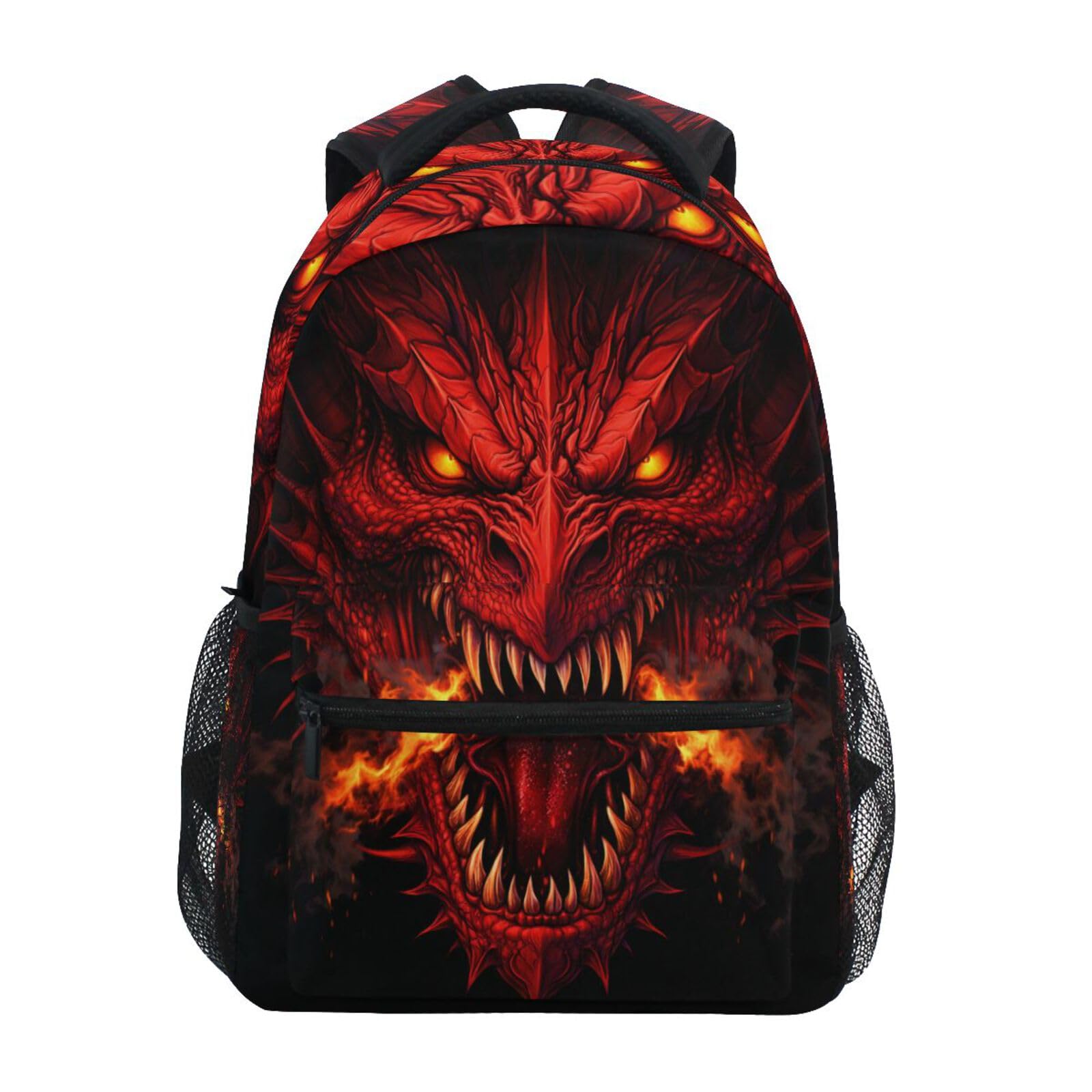 Blueangle Angry Red Dragon Head Print Travel Backpack for School Water Resistant Bookbag