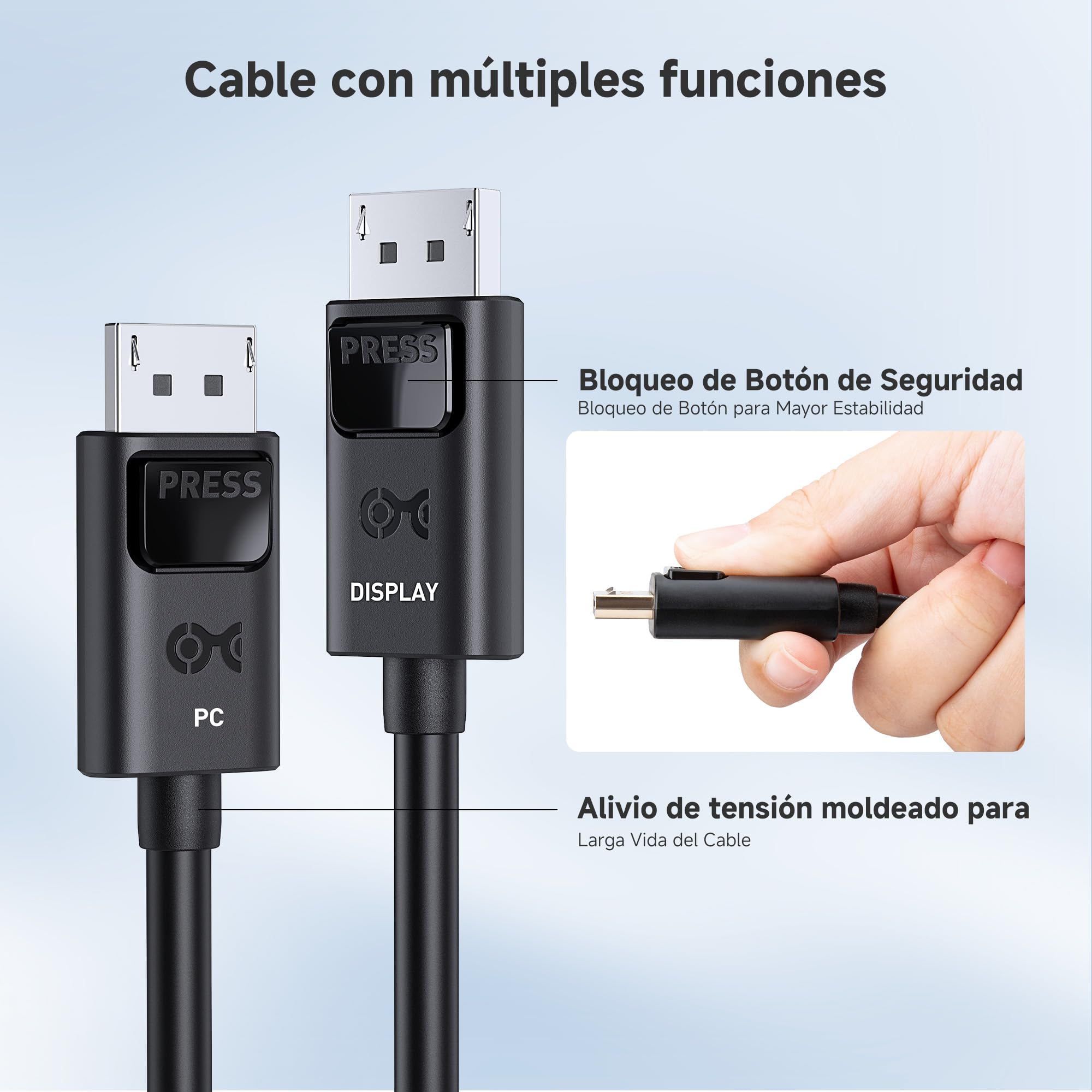 Cable Matters Cable DisplayPort Activo unidireccional (Cable DisplayPort 1.4, Activo Cable DP a DP) con vídeo 8K@60Hz y HDR - 7,5 Metros