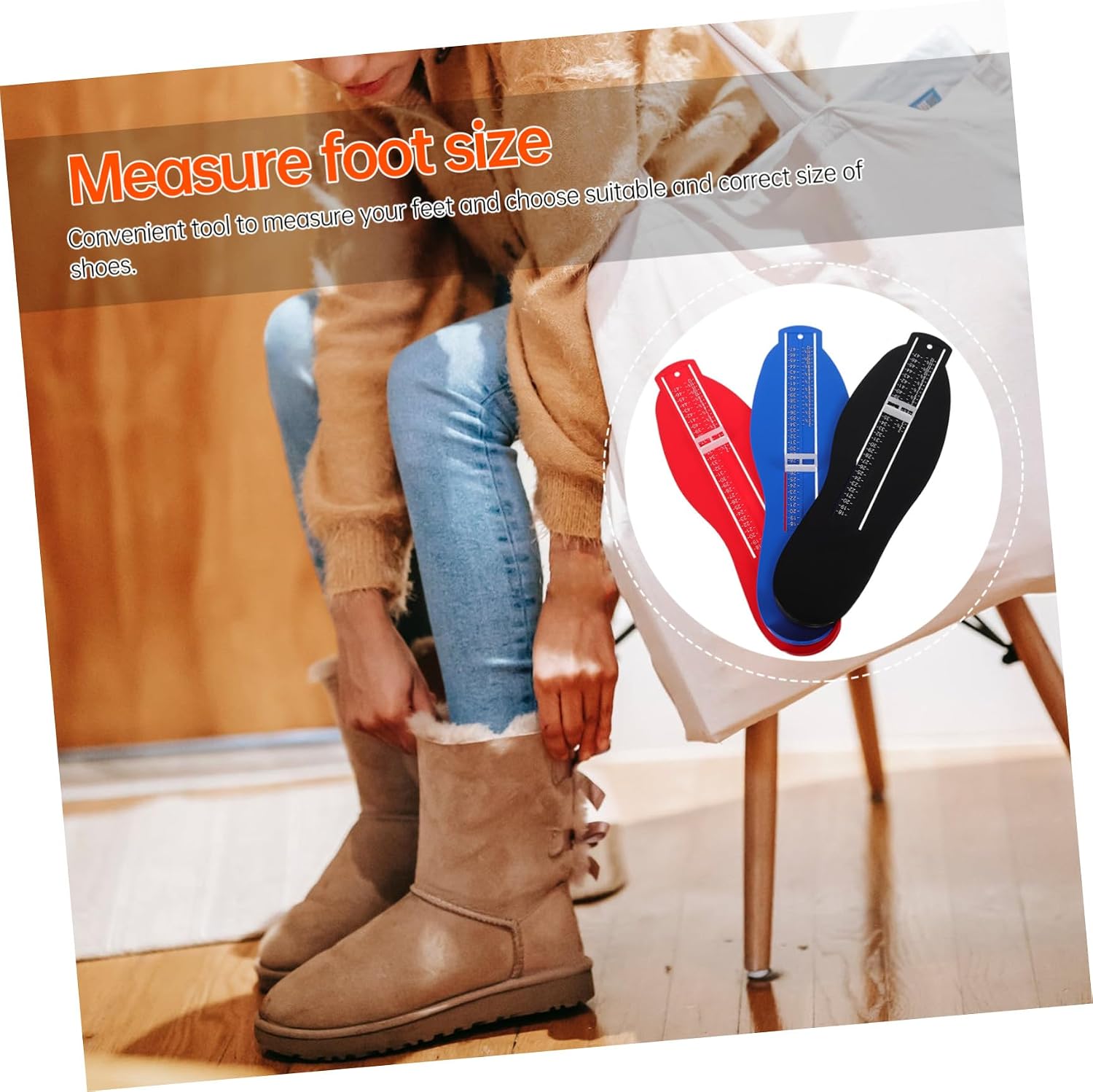 3Pcs Adult Foot Measure Gauge Lightweight Comfortable Feet Sizer Device with Simple Color Design for Accurate Measurement and Shoe Selection