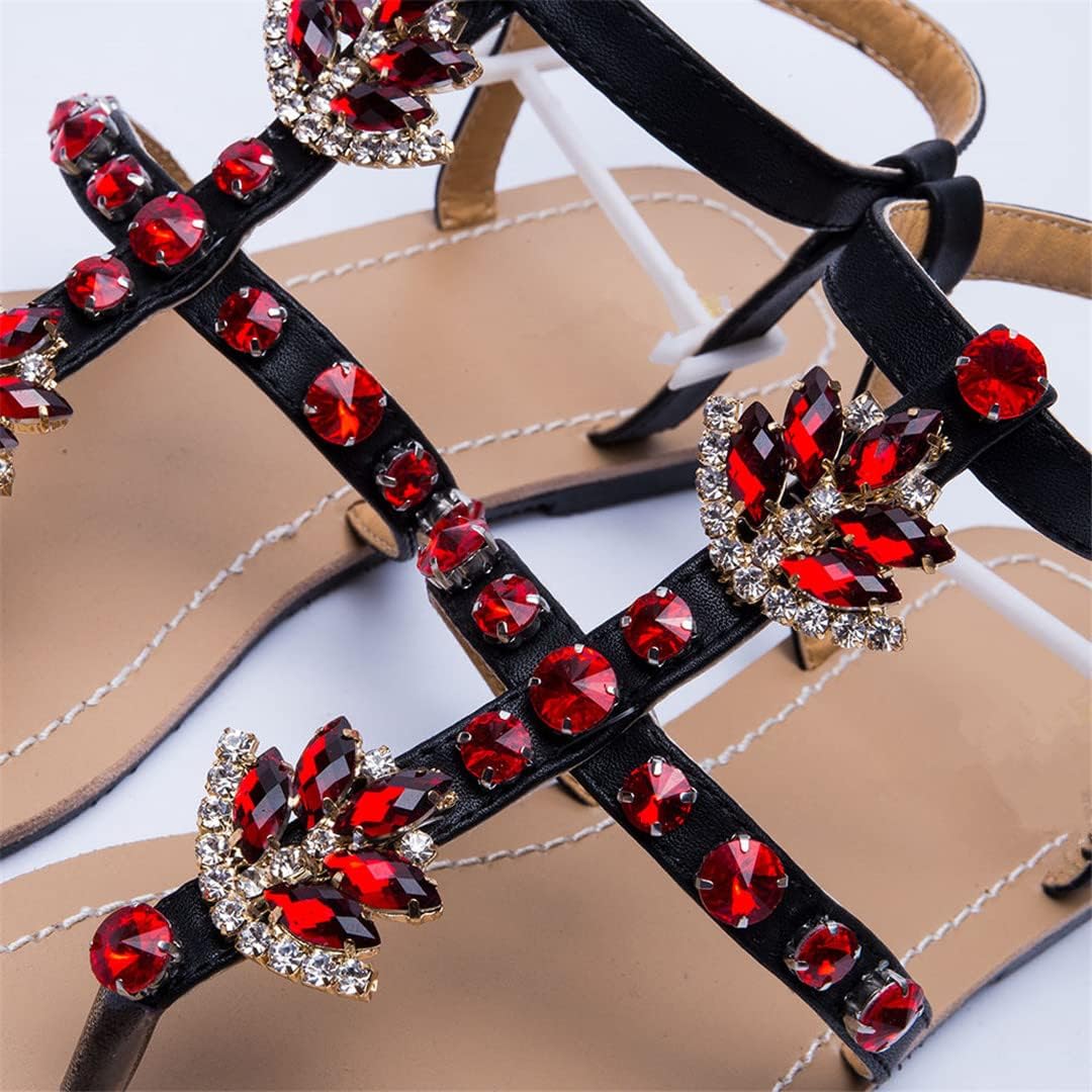 Women Summer Shining Beach Sandals Diamond Shoes Flip Flop Rhinestone Casual T-Strap Slipper