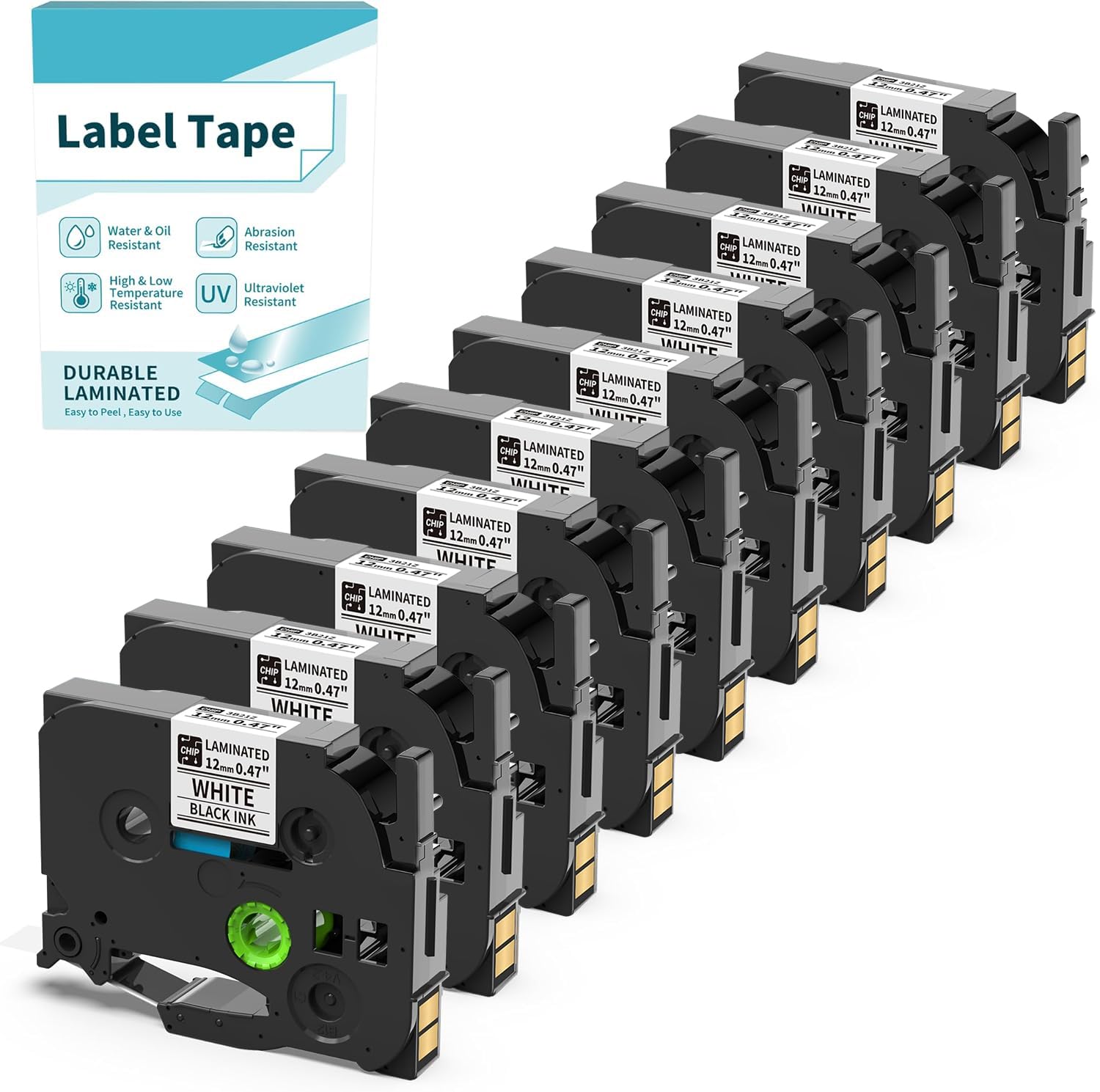 10 Pack Label Maker Tape TZe 12mm 0.47 Laminated White, Replace for Brother P-touch Label Tape TZe-231 TZe231 TZe TZ Tape, Compatible with Brother P