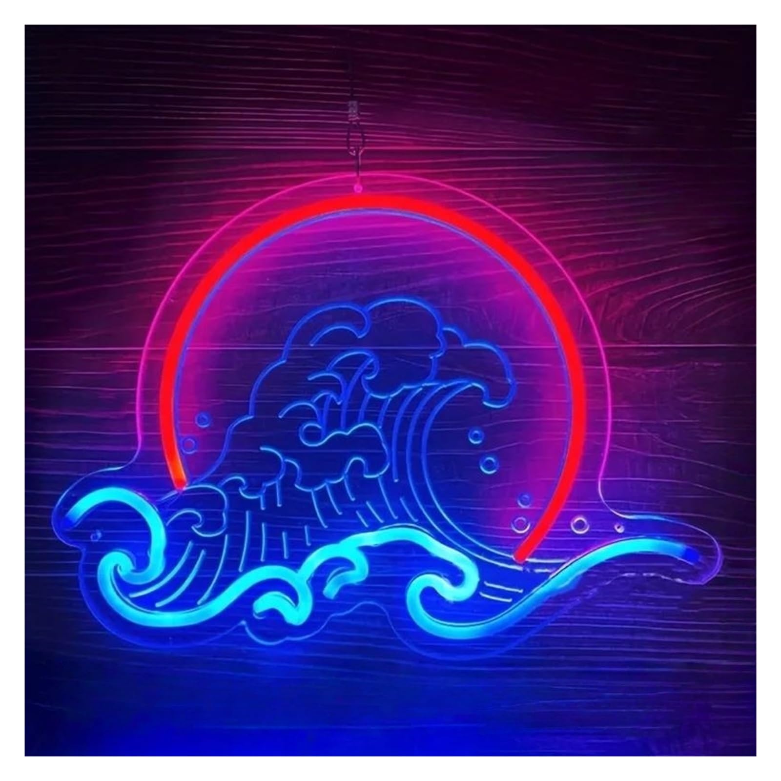 RONGCH Hanging Art Signs Wave Neon Sign Sunrise Sunset LED Light Dimmable for Bedroom Party Hotel Club Home Birthday Wall Decor 43cmx31cm(A)