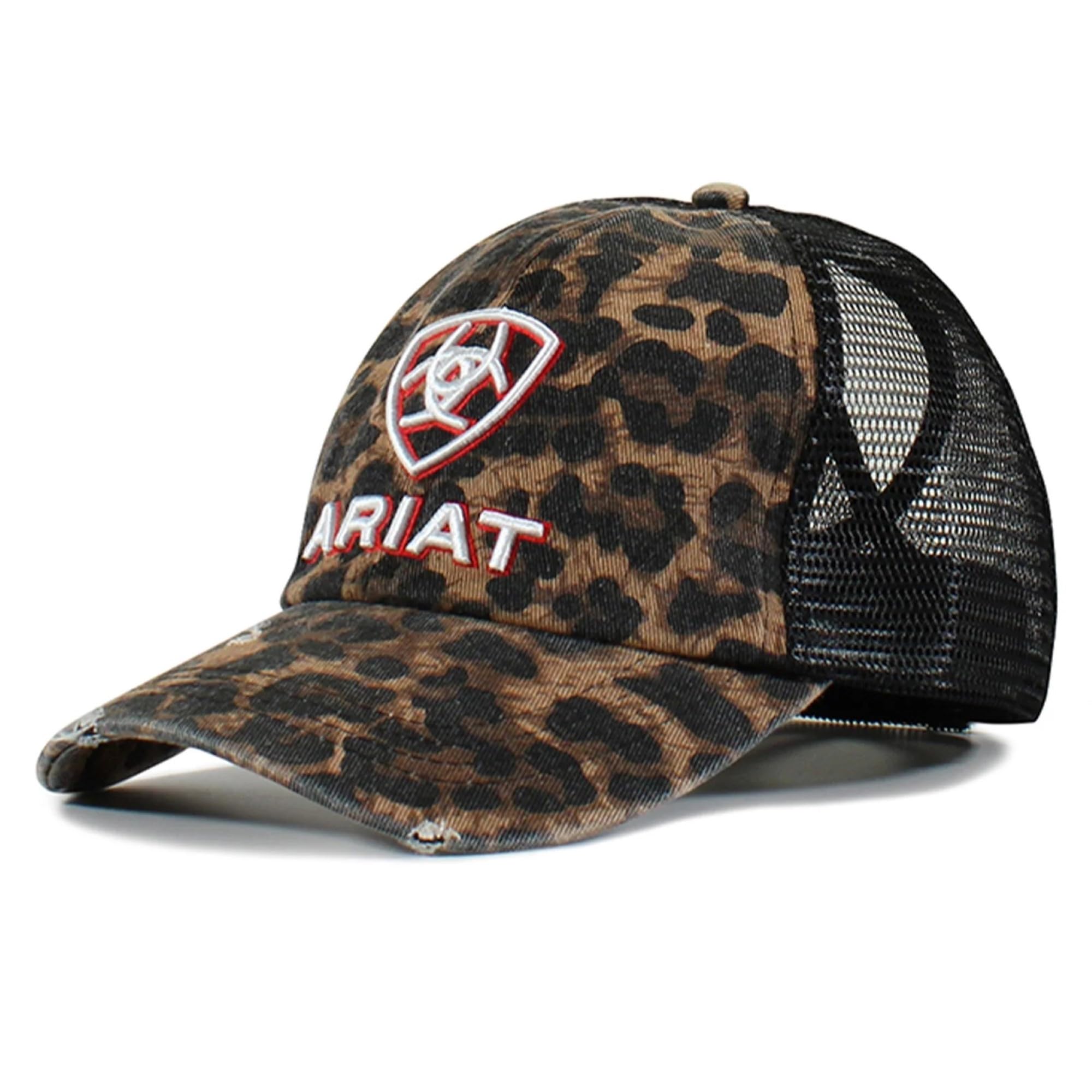 Ariat Casquette Ponyflo léopard Noir avec Fermeture Velcro pour Femme, Motif léopard Noir, Taille Unique