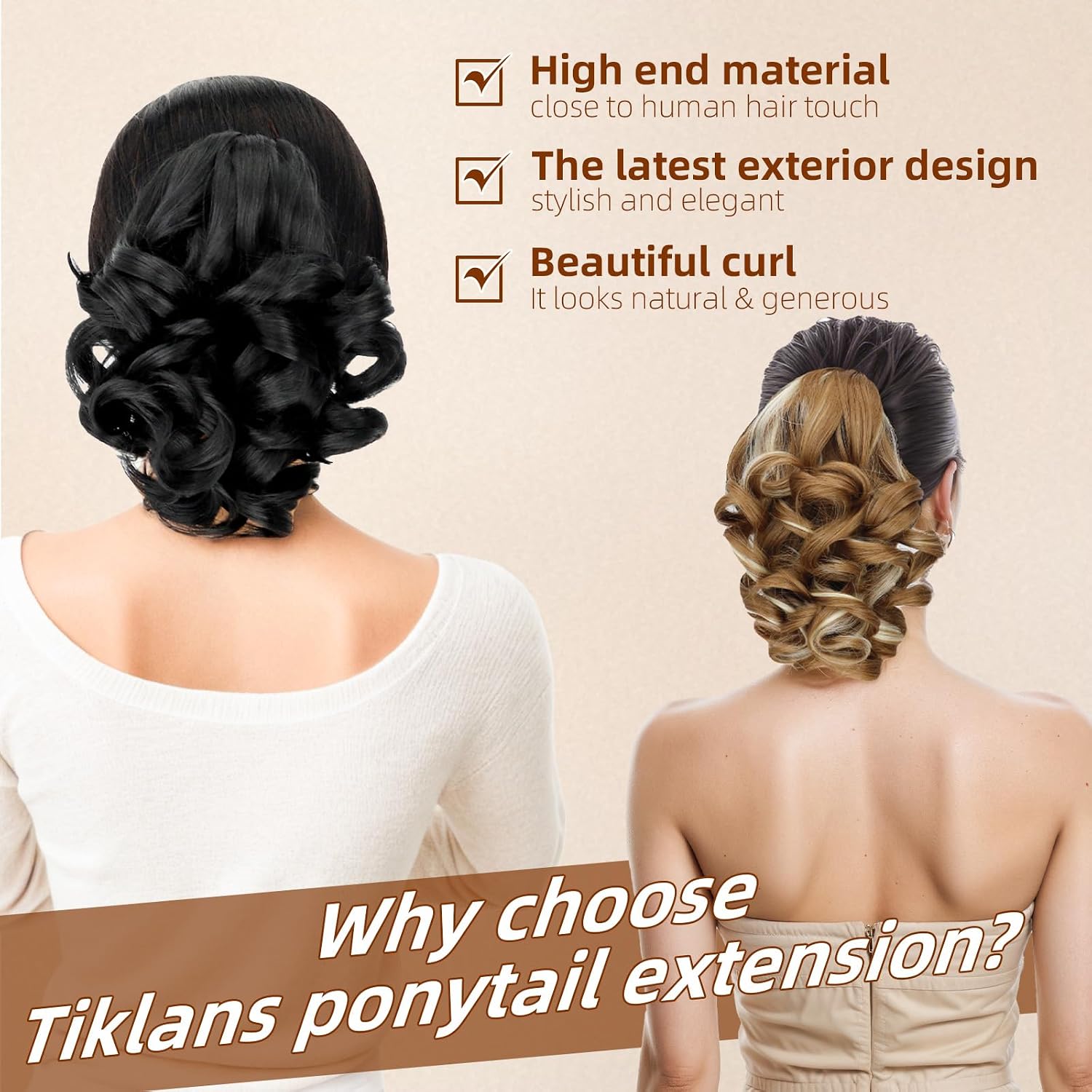 Black Ponytail Extension, 9" Short Claw Clip in Ponytail Hair Extensions Hair Piece Natural Soft Synthetic Curly Wavy Pony Tail Hair Pieces for Women (Black Brown)