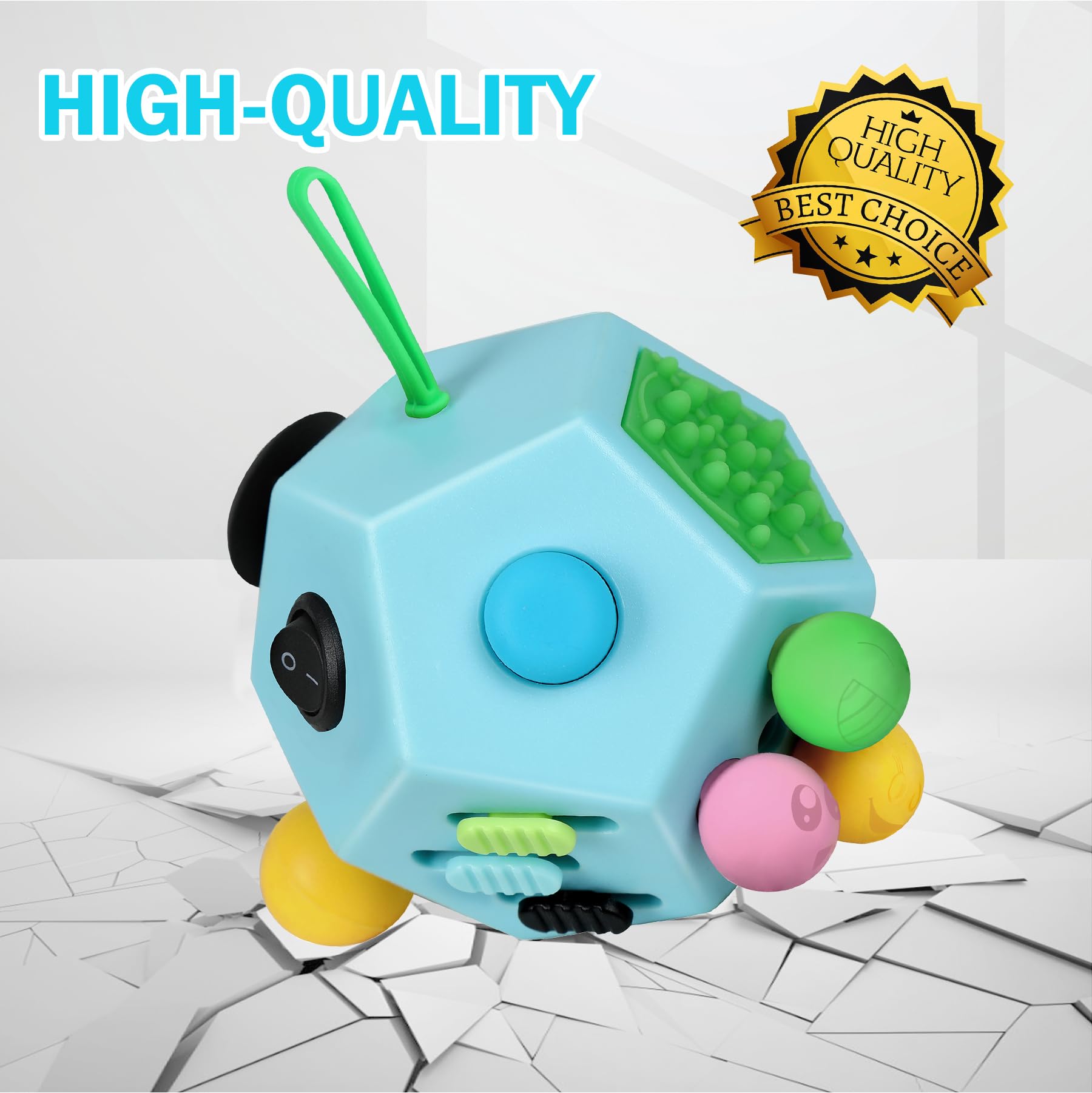 VCOSTORE Fidget Cube with 12 Sides - Original Cubo Antiestres Adultos Dado Antiestres Fidget Cube Toy for All Ages with ADHD, Add, ASD, ADHD — view 3
