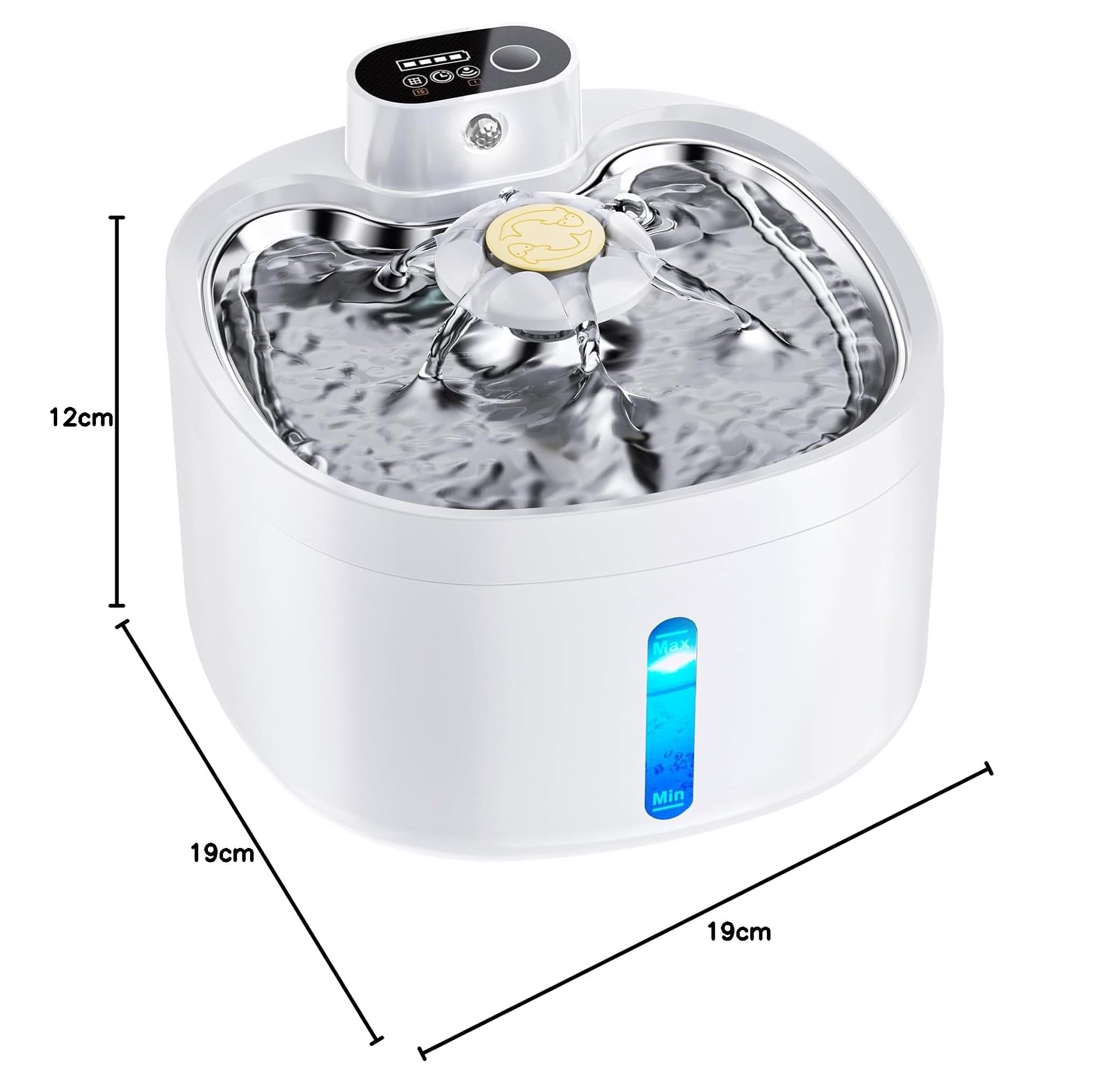 Katzenbrunnen, 2.6L Trinkbrunnen für Katze mit 4 Filter, Leise Katzenbrunnen Kabellos mit Bewegungsmelder, 4000mAh Batteriebetrieben Katzentrinkbrunnen, Tablett aus Edelstahl für Katze - BPA-Frei