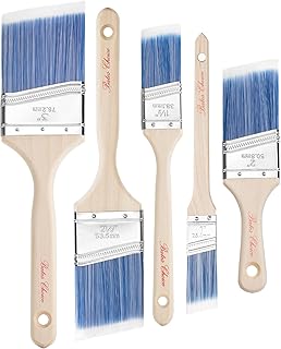 Bates- Angle Paint Brushes for Walls and Trim, 5 pcs, 1"/1.5"/2"/2.5"/3", Treated Wood Handle, Angled Paint Brushes for Trim, Stainless Steel Ferrule