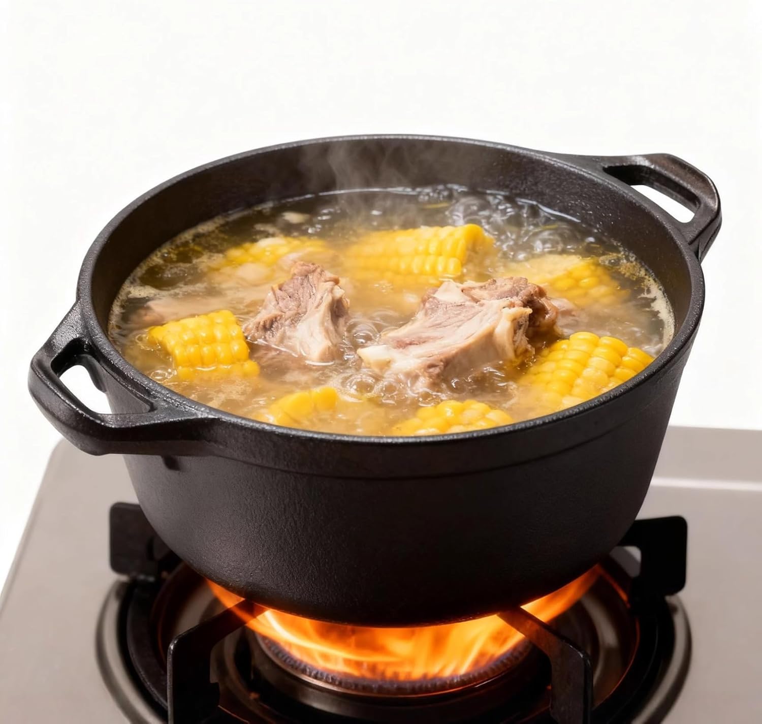 Cast Iron Dutch Oven Pot with Skillet Lid, 2 in 1 Skillet Cookware 10 inch for Sourdough Bread baking,Frying,Camping (5 Quarts)