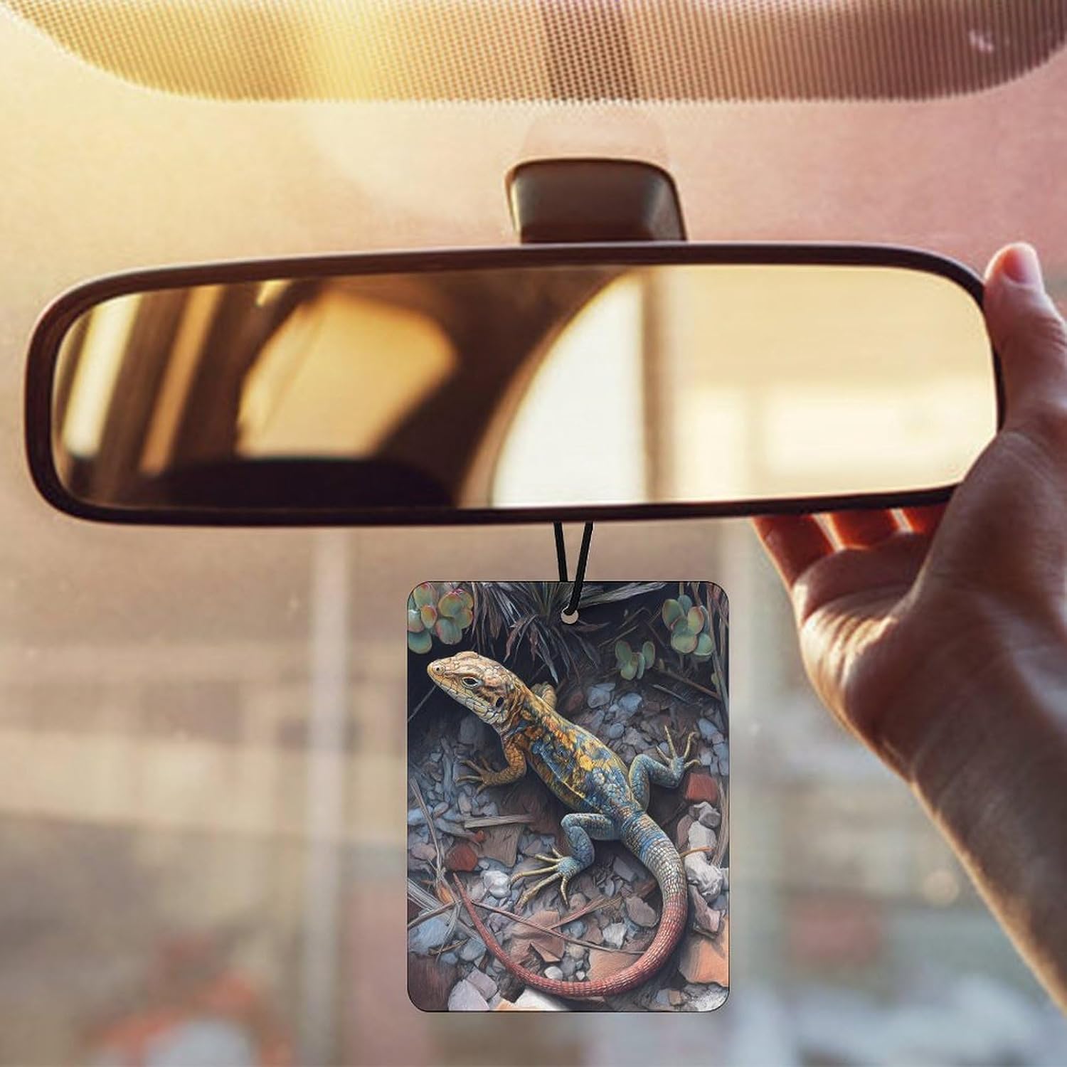 Colorful Lizard Car Air Freshener Car Scent Cards Accessories Square White-style image 5