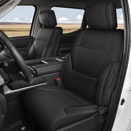 Miniatura 8 de AOMSAZTO Fundas de asiento personalizadas para Toyota Tundra 2022, 2023, 2024, CrewMax y doble cabina, juego completo de fundas de asiento de cuero