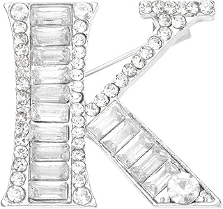 PATIKIL レターブローチピン イニシャルレターKラインストーンブローチメタル水晶アルファベットA-Zブレストピンラ ペルピン女性用宝石ギフトスーツ服帽子ドレス シルバートーン