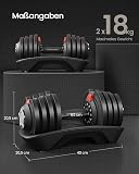 SONGMICS Set of 2 Adjustable Dumbbells, 12-in-1 Weights 1.5-18 kg Each, Quick Dial, Space-Saving, Non-Slip Handle, Storage Tray, Home Gym Strength Training, Black and Red SYL536R101 - 6