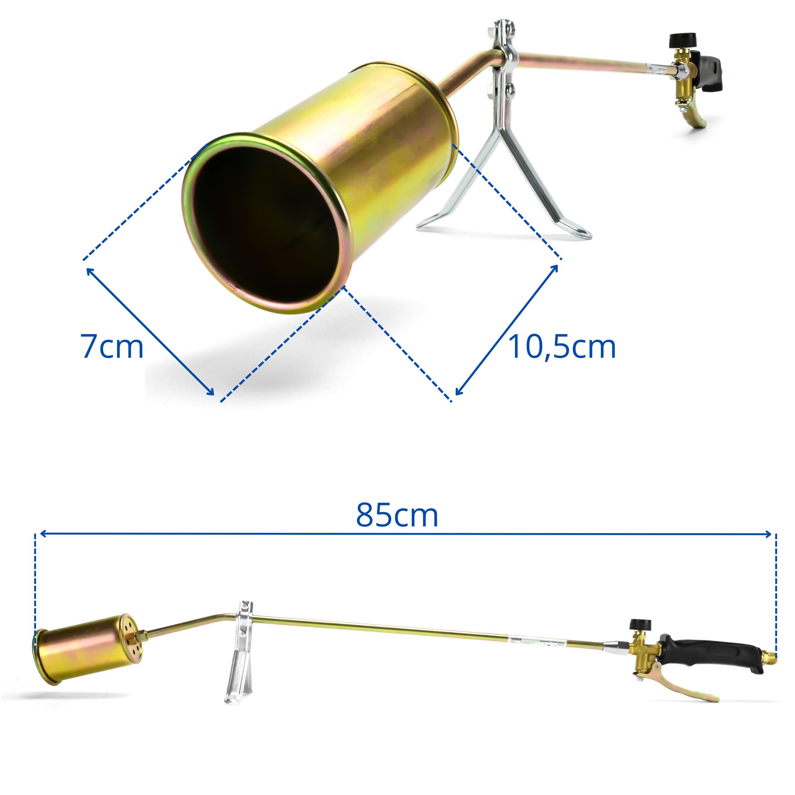 Brûleur à gaz désherbeur 58 kW avec tuyau de 5 mètres, adaptateur et support, brûleur de toiture, désherbage thermique, allume-feu
