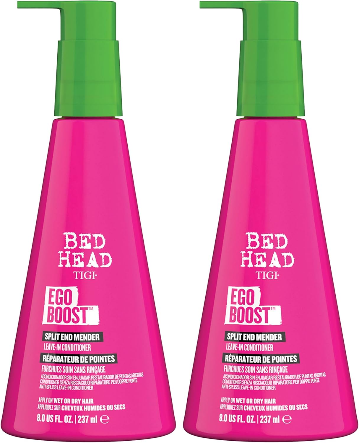 TIGI Bed Head Leave-In Conditioner, Split End Mender, Ego Boost 2-Pack – Split Ends Treatment for Dry, Damaged Hair, Fruit & Berries Fragrance, 8 Oz Ea