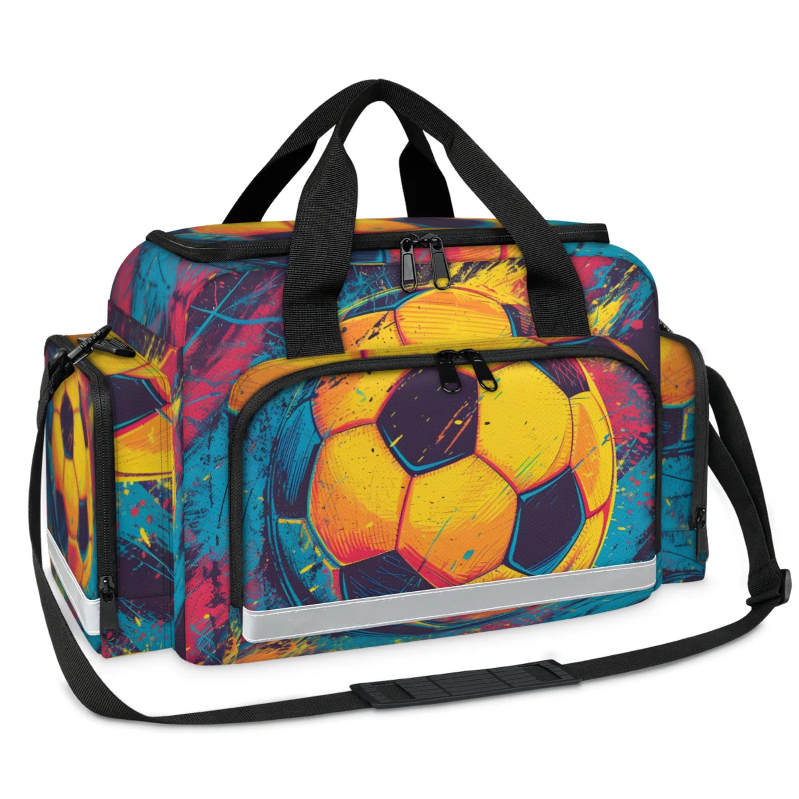 GzLeyigou First Aid Bags Empty, Colorful Football Emergency Bag First Aid Kit Multiple Compartment Kit Carrier On Call Trauma Bag For Paramedics Emergency Medical Supplies Kit