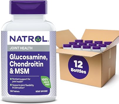 Natrol Glucosamine Chondroitin and MSM Tablets, 150-Count Pack of 12