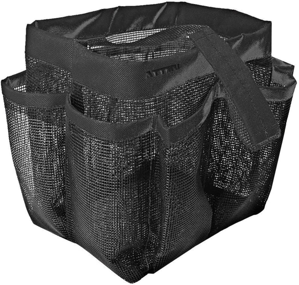 Greenery Quick Drying Oxford 8 Pockets Hanging Mesh Shower Caddy Organizer Toiletry Tote Makeup Cosmetic Storage Bag Travel Camp Gym Dorm Bathroom Accessory Pouch Case Holder with Handles